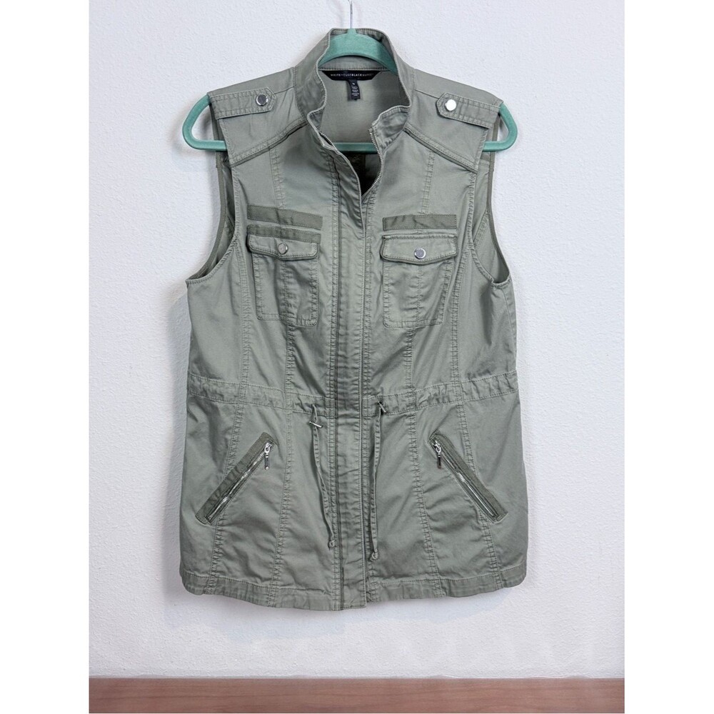White House Black Market Olive Green Utility Vest M